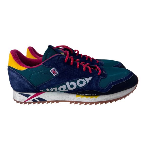 Reebok Alter the Icons Concept Sneaker Men 10.5 Green Blue Leather Ripple DV7193 - Picture 1 of 11